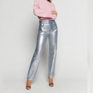 NWOT REFORMATION CYNTHIA COATED STRAIGHT JEANS SZ 28